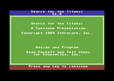 Search For The Titanic screenshot 2 for Commodore 64